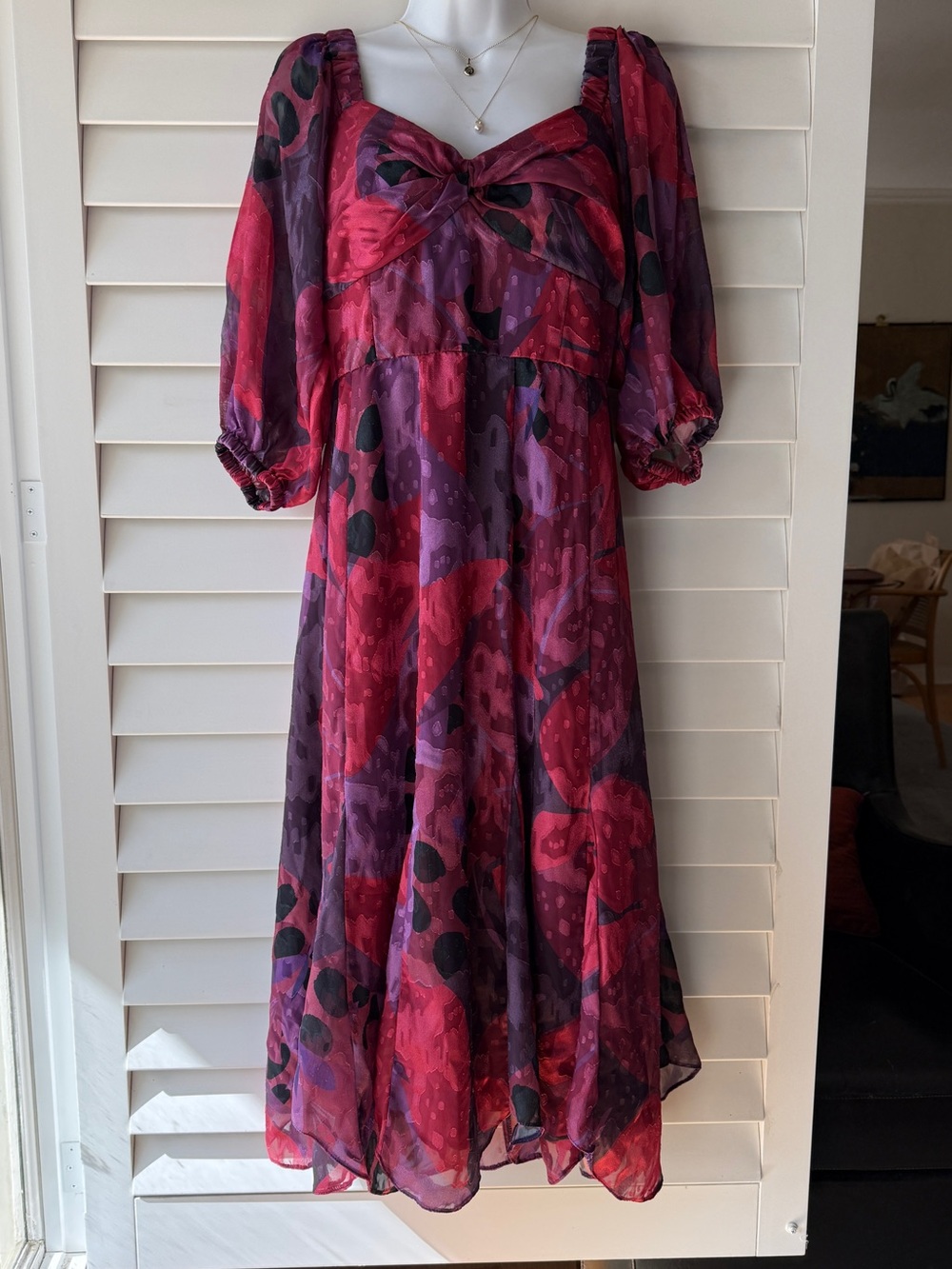 Hutch Printed Twist-Front Puff-Sleeve Anthropologie Dress Womens size 6P